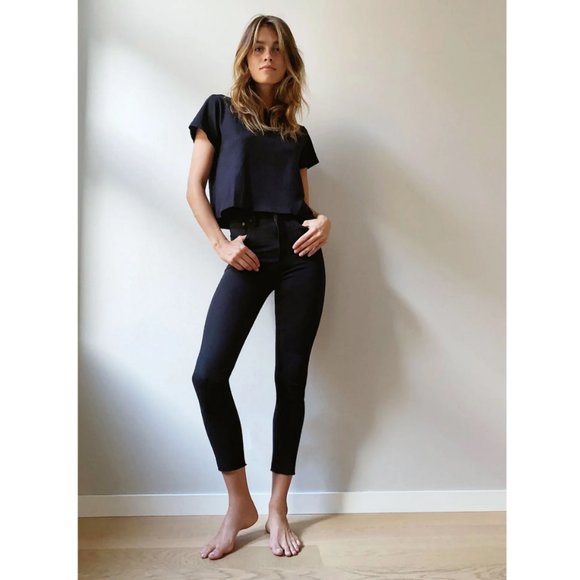 Denim Forum Denim - New Aritzia Denim Forum Lola High Rise Skinny Crop Raw Frayed Distressed Hem 27